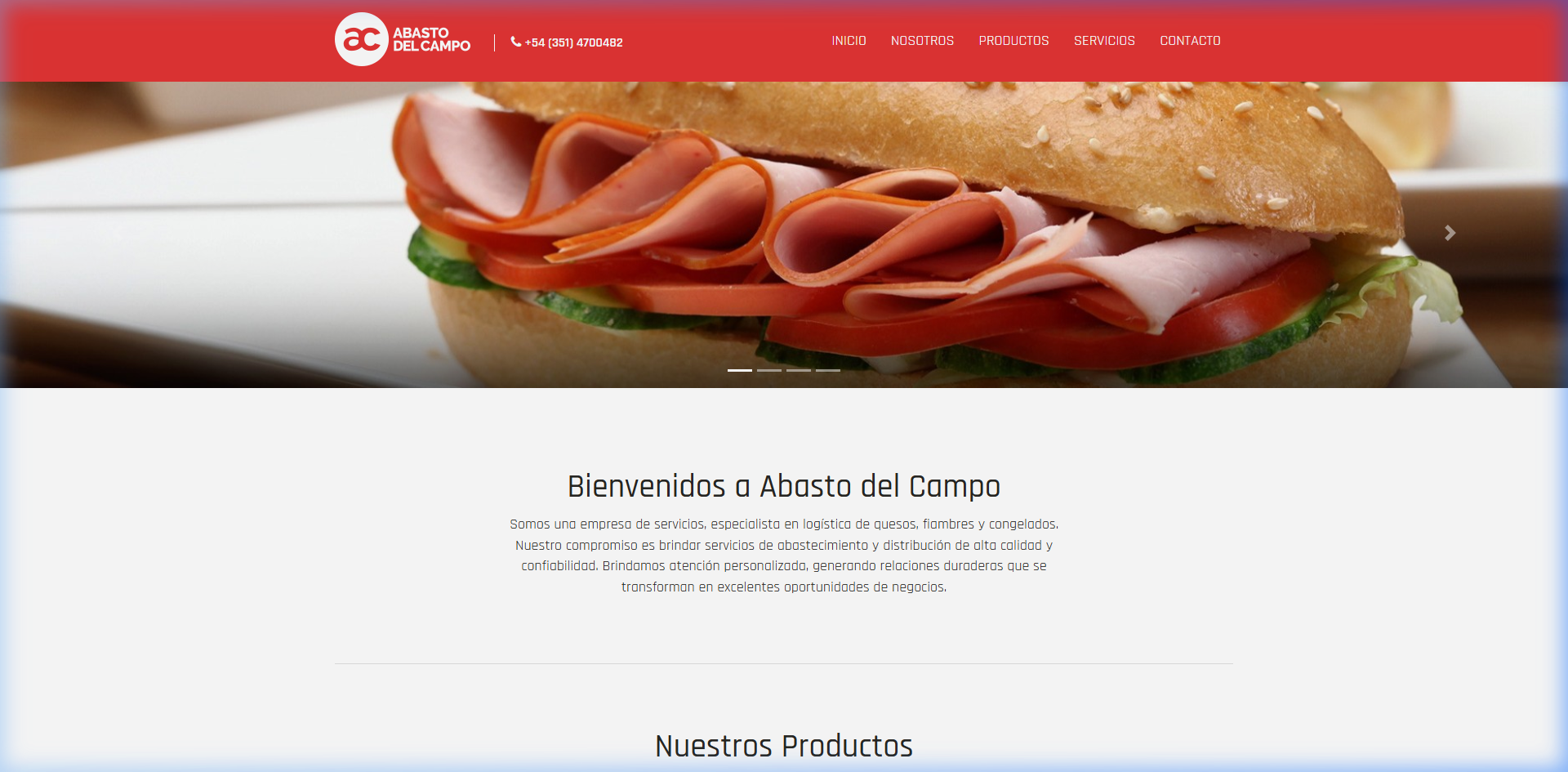 Abasto del Campo - Cheese and frozen food distributor website with regional logistics