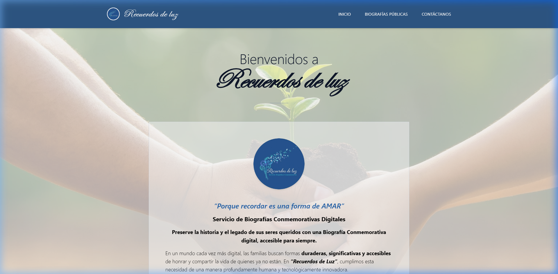 Recuerdos de Luz - Digital commemorative biography platform with QR codes